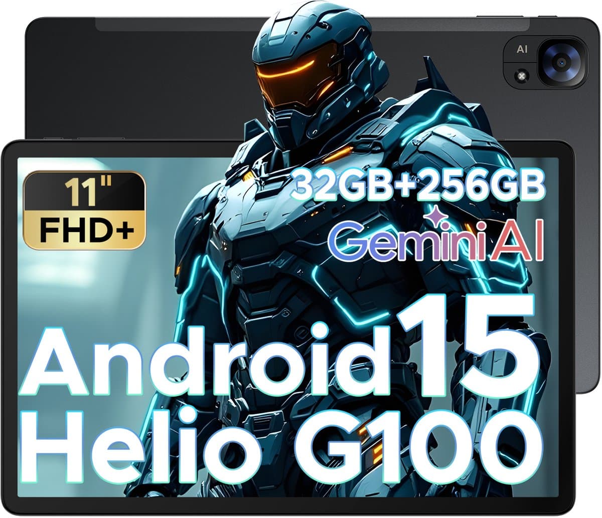 Doogee Tab E3 -Tablet-Android 15- 11 inch 90Hz FHD+ - 4G LTE-Gemini AI-32GB ROM+256GB ROM(2TB TF)-Helio G100-8800mAh/18W-Dubbele luidsprekers-Face ID-5G Wi-Fi-A GPS-GPS-Zwart — afbeelding 1