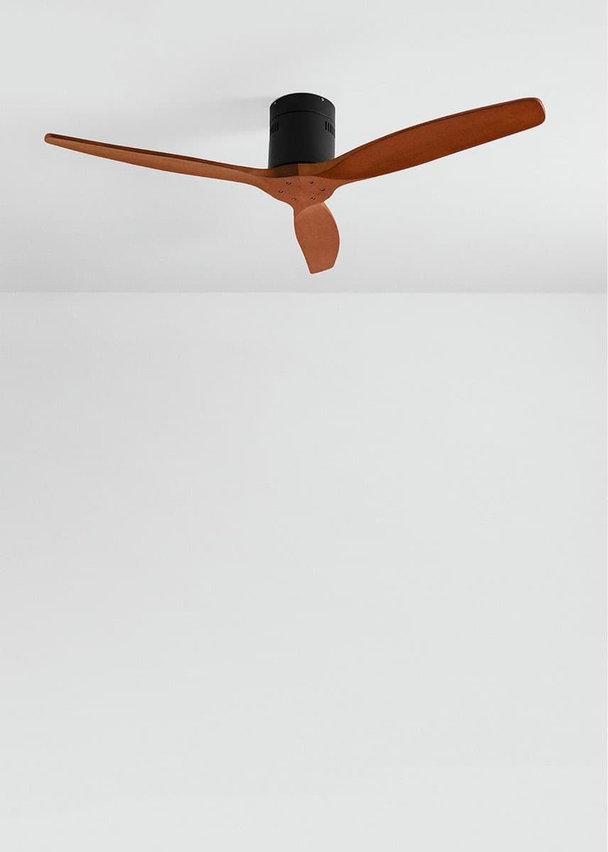CREATE - Plafondventilator 40W silent 100% hout (Ø132cm) (ruimtes 10m²-25m²) - Zwart / Donker hout - Geen licht - Afstandsbediening - WIND CALM NATURAL WOOD — afbeelding 1