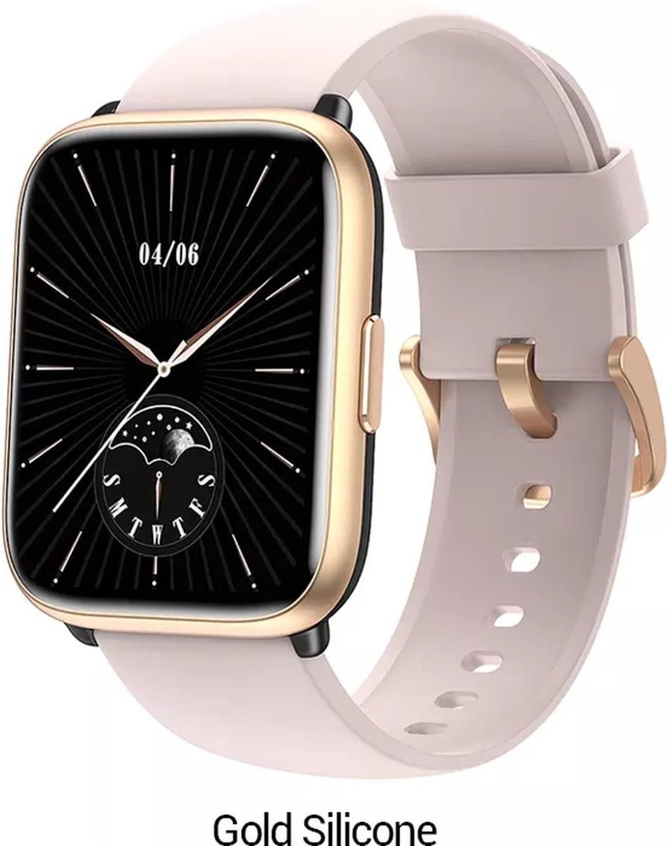 Belesy® LAOS – Smartwatch Dames – Smartwatch Heren – Horloge – 1.78 inch Touchscreen Kleurenscherm – Stappenteller – Hartslag – Zuurstofgehalte – 100+ Sporten – Calorieën – Bluetooth 5.1 – Rosegoud Roze Siliconen - Moederdag — afbeelding 1