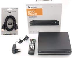Denver - DVD Speler met HDMI aansluiting - HDMI Kabel meegeleverd - FULL HD - CD Speler - Coax / Scart / USB - Zwart