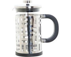 Cafetiere French Press koffiezetter zwart met inox 600 ml - Koffiezetapparaat voor verse koffie