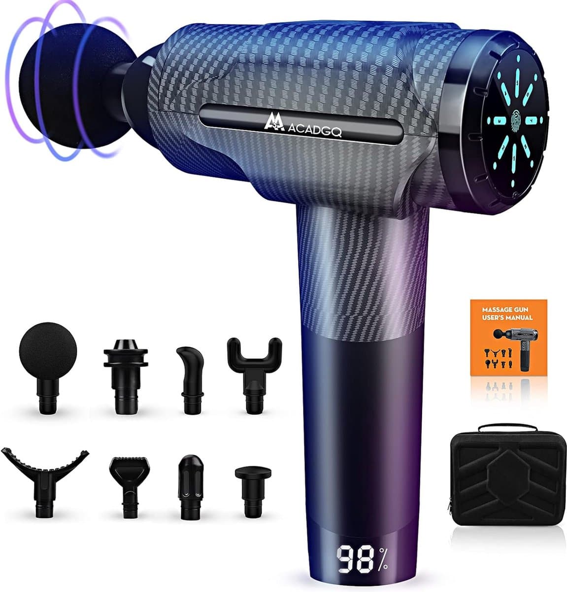 Massagepistool voor nek, schouders, rug, koolstofvezel, elektrisch ontspannend — afbeelding 1