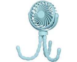 Handventilator - Draagbare Ventilator Oplaadbaar - Blauw - Hand Tafelventilator Draadloos - Kinderwagen Mini Fan - 3 Standen - mini ventilator - festival ventilator - octopus ventilator