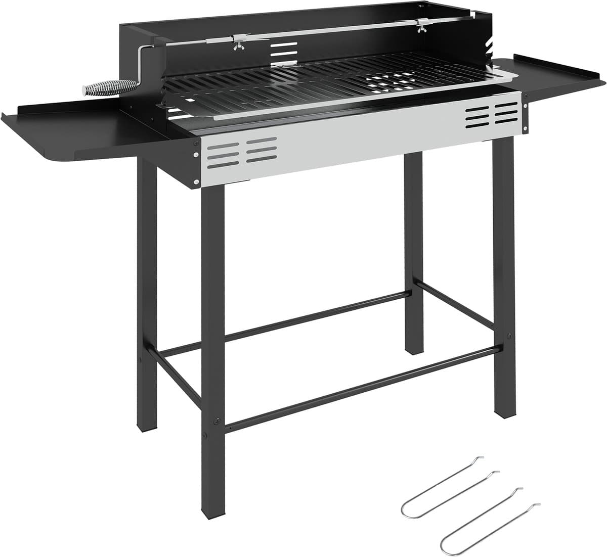 Outsunny - Houtskoolbarbecue - RVS - 118L x 32B x 90H cm - Zwart — afbeelding 1