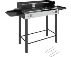 Outsunny - Houtskoolbarbecue - RVS - 118L x 32B x 90H cm - Zwart