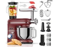 RFWR® Multifunctionele Keukenmachine 2000W - 6,2L Mengkom met Blender, Vleesmolen en Accessoires
