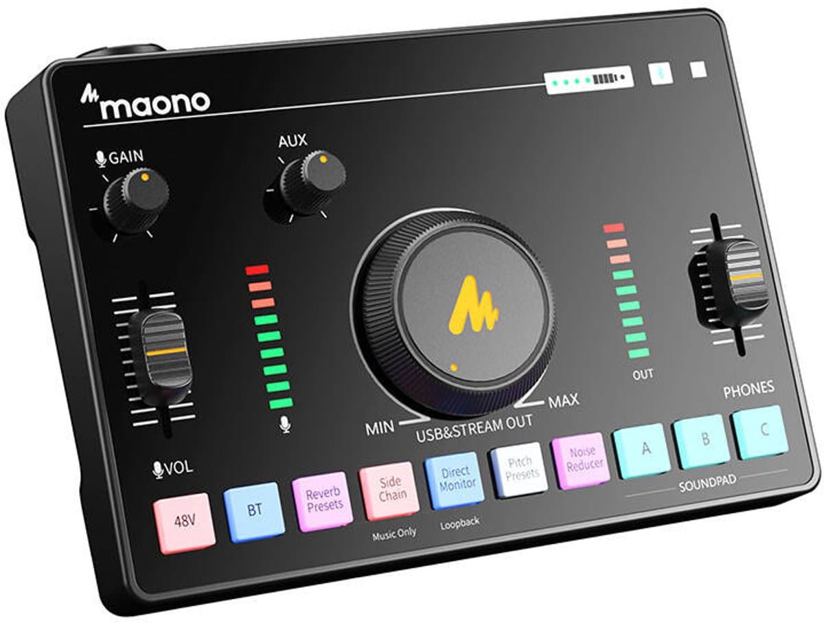 Maono - AMC2 Neo - Streaming Deck - 48V Fantoomvoeding - Bluetooth DJ Mixer - Gaming Mixer - Ingebouwde Accu - Podcast / Stream / Gaming - XLR Aansluiting - Line-in - Voice Changer — afbeelding 1