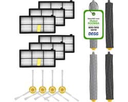 DEGG® - Onderhoudsset XL - Geschikt voor iRobot Roomba 800/900 Serie - Geschikt voor iRobot Roomba Onderdelen - 4x Roller, 6x Hepa-filter, 4x Spinner (zijborstel) - MEGAPAKKET