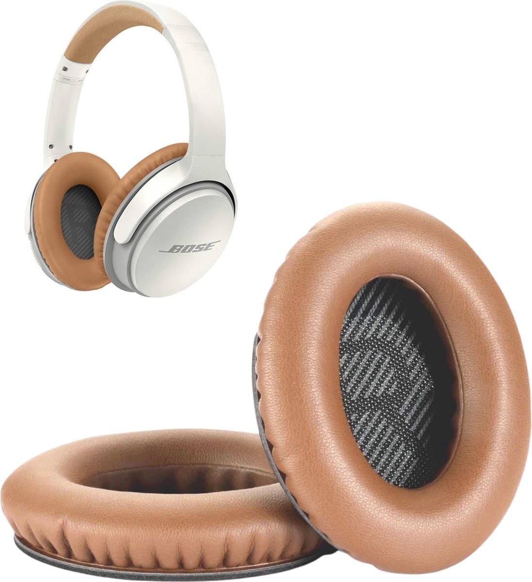 Set Oorkussens geschikt voor Bose QuietComfort 35 ii / 35 / 25 / 15 / 2 / Soundtrue - Soundlink Around-Ear AE2 / AE2W / AE2I - Oorkussens voor koptelefoon - Ear pads headphones beige — afbeelding 1