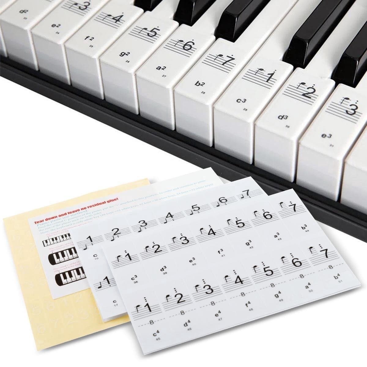 Áengus Piano/Keyboard Stickers – Transparante Verwijderbare Pianostickers voor 54, 61 en 88 toetsen — afbeelding 1