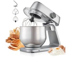 Keukenmachine - Staande Mixer - Vermogen 1800 W - RVS Mengkom 7,4 L - 10 Snelheden - Kantelbare Kop - Inclusief Deeghaak, Garde en Klopper