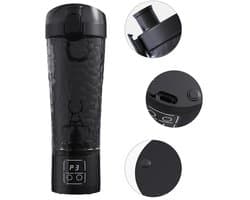 Automatische elektrische blender/shaker voor eiwitpoeder, 700 ml, LCD-display, instelbare snelheid, lekvrij en valbestendig, zwart.