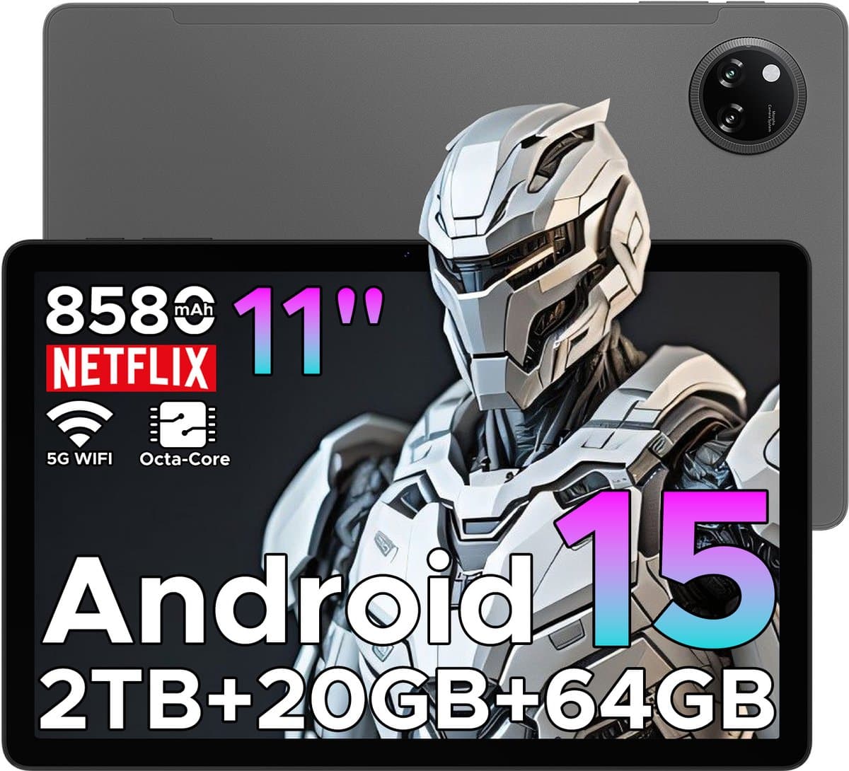 DOOGEE TAB A9+ - Tablet - 20GB RAM + 64GB ROM(2TB/TF) - 11 inth HD IPS 90Hz - Android 15 - 8580 mAh - Unisoc T7200 - 5G WiFi - Dubbele luidsprekers- Face ID - Grijs — afbeelding 1