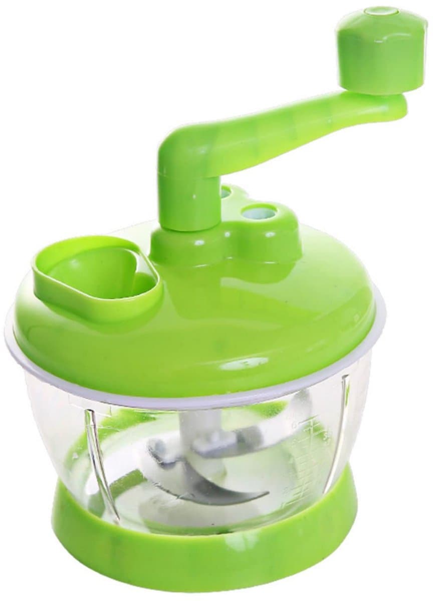 handmatige keukenmachine, multifunctionele handslinger vleesmolen voedselhakmolen met schaal compacte krachtige groentehakselaar ui dicer voor vlees, fruit, wortelen, kruiden, sla, salade (6 maanden) — afbeelding 1