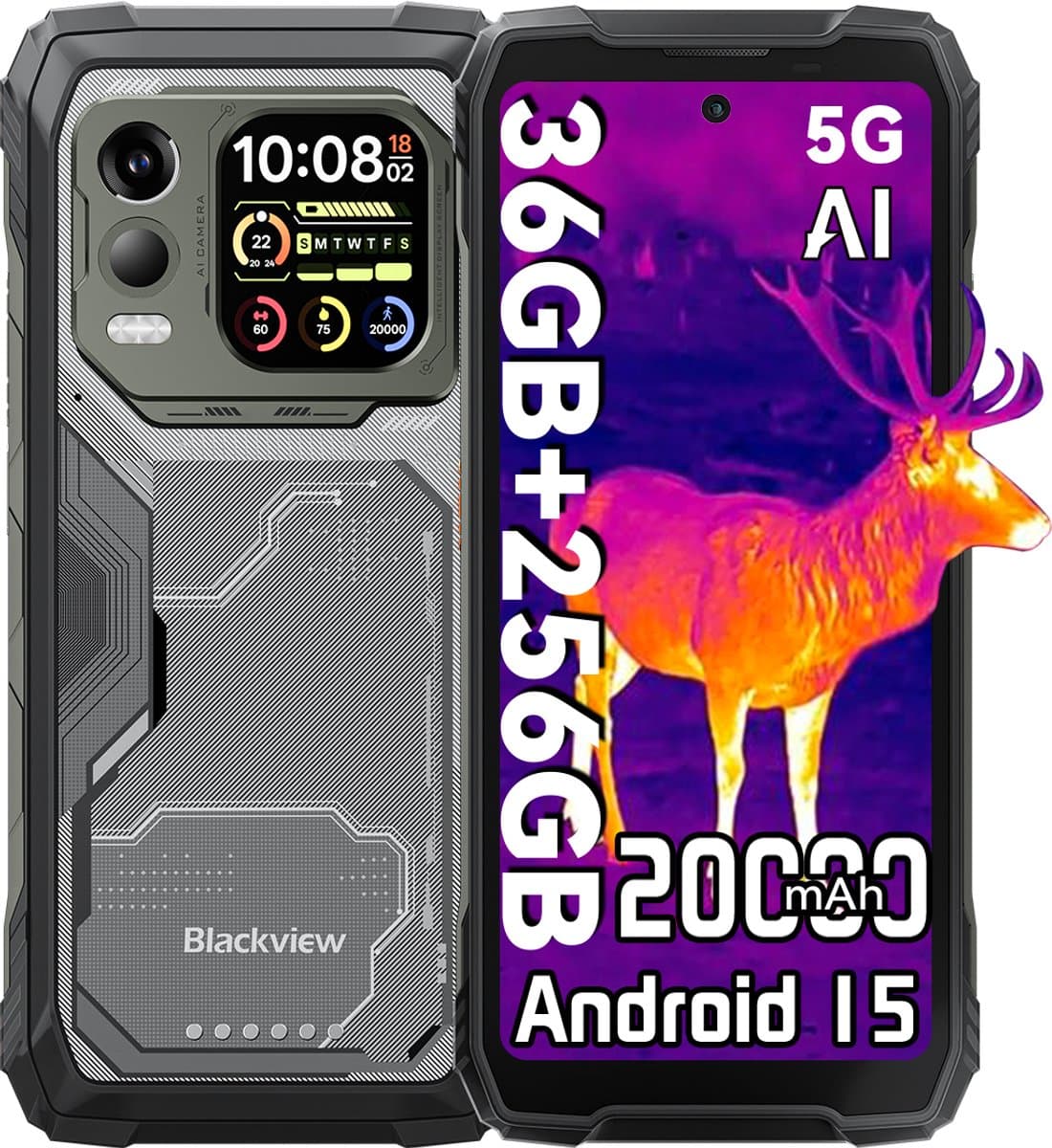 Blackview XPLORE 1 Pro - Robuuste Smartphone - 5G - 36GB RAM - 256GB ROM - 6.78 inch - Robuuste Telefoon - Nachtzicht - Android 15 - NFC - GPS - Zwart — afbeelding 1