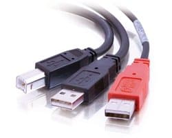 USB 2.0 Y-Kabel 2 Meter: USB-B naar 2x USB-A voor Extra Voeding Externe Schijf