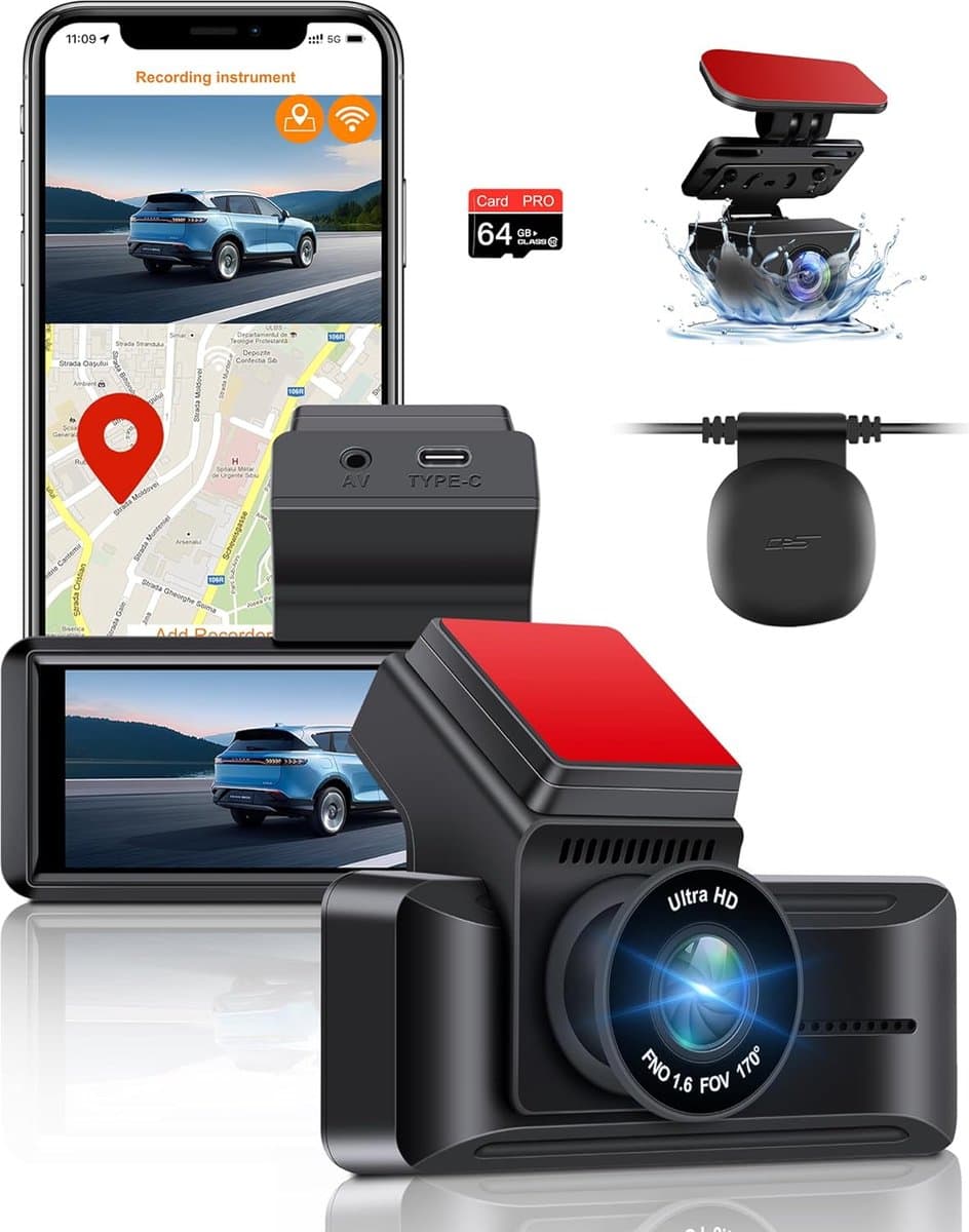 Dual Dashcam - Dashcam Voor en Achter - Auto Camera Dashcam - Dashcam Auto - Dual Dashcam voor Auto — afbeelding 1