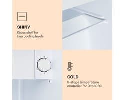 Klarstein CoolArt koel-vriescombinatie - Koelkast met 2 koelstanden, designfront, 5-traps thermostaat, 0 tot 10 °C, inhoud: 45 liter, design: pastel
