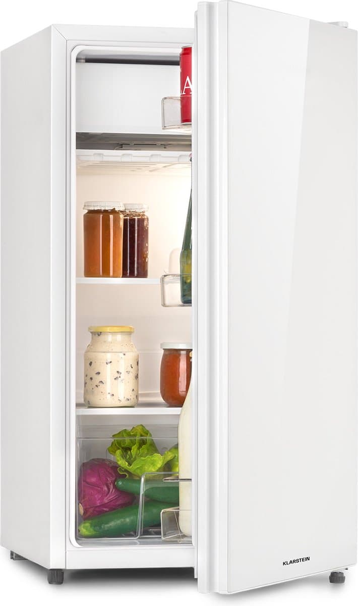 Klarstein Luminance Frost Koelkast - Capaciteit: 91 Liter - Energie-efficiëntieklasse E - Crispvak - 2 Glazen schappen - 3 Deurvakken - 41 Db - Temperatuurinstelling: 7 Standen - Wit — afbeelding 1