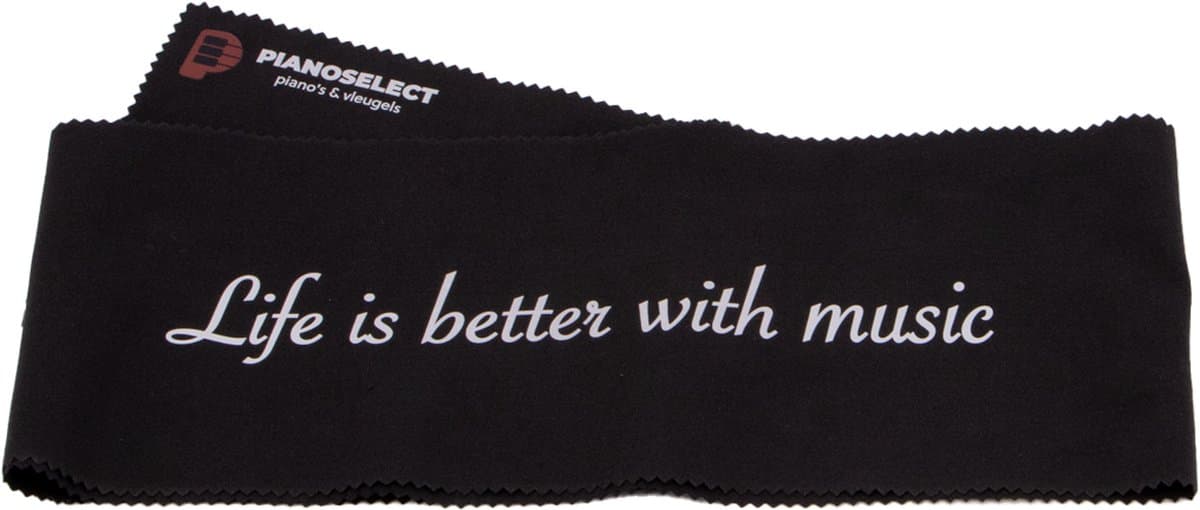 Pianoloper 'life is better with music' ZWART - stofbeschermer pianotoetsen - Piano Select — afbeelding 1
