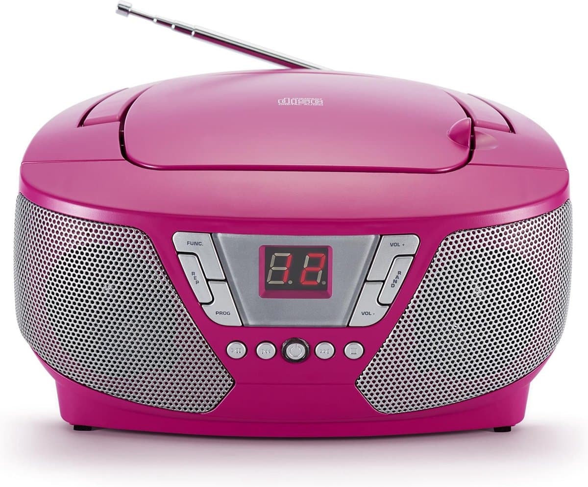 Bigben CD60RS - Draagbare Radio CD-Speler met 400 Stickers - Roze — afbeelding 1