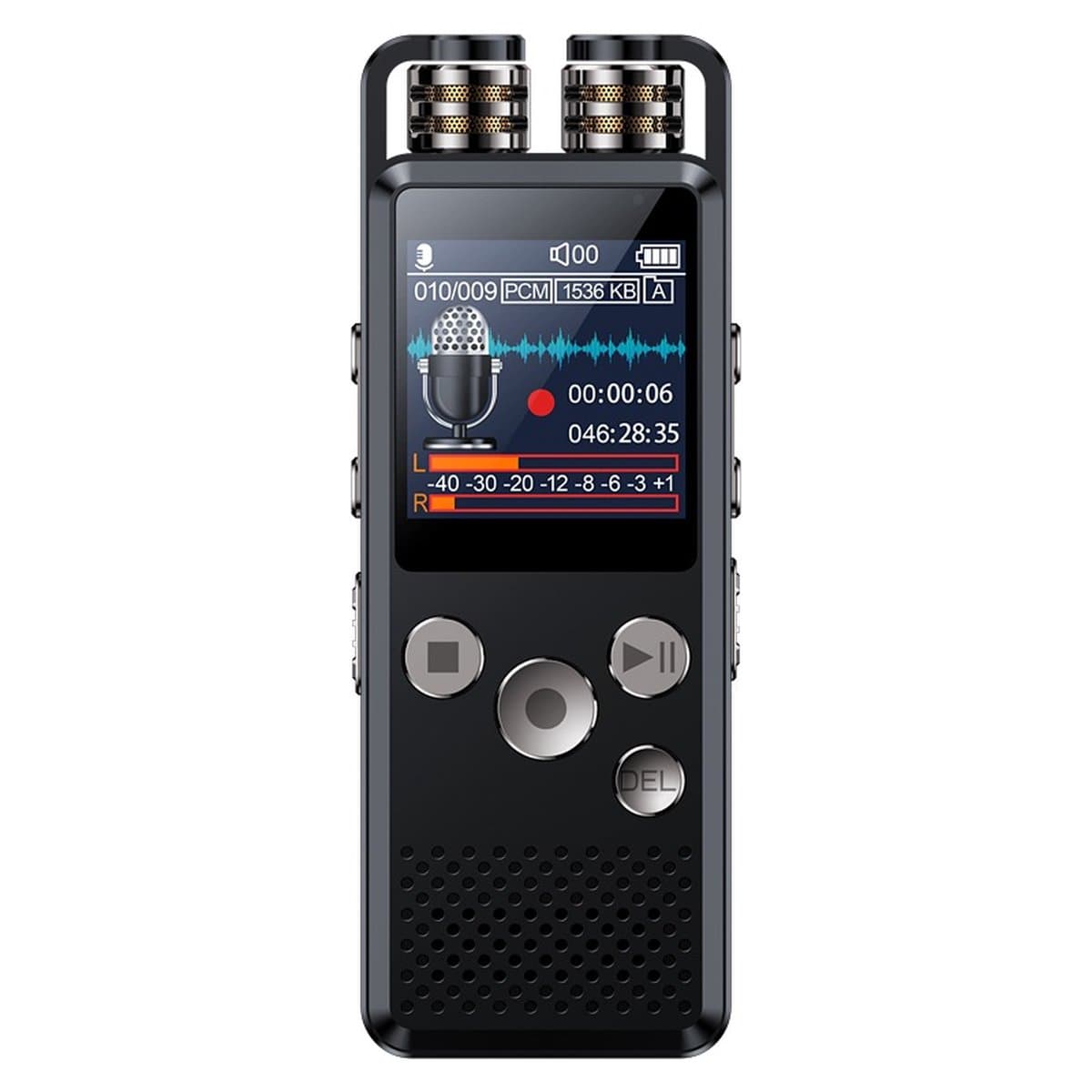 DrPhone MIC2 Digitale Voice Recorder- 16GB – Spraakgestuurd – Audio Opname – Externe Microfoon & Line-in Opname – MP3 /WAV - Zwart — afbeelding 1
