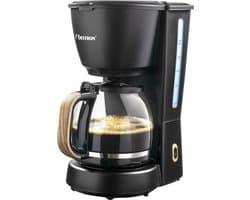 Bestron Koffiezetapparaat filterkoffie 1000W - ACM900BW - 1,5L, 10 koppen - Glazen kan - Zwart/hout - 5 jaar garantie - WK