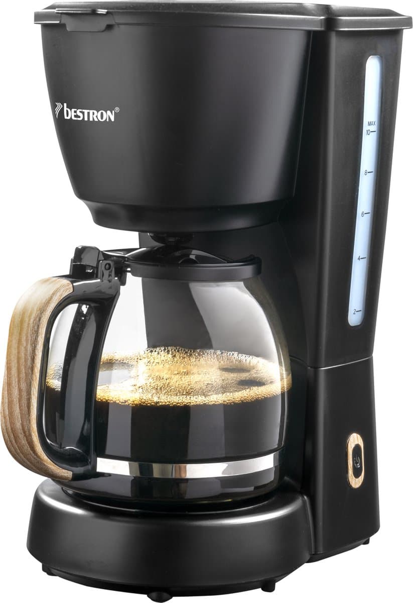 Bestron Koffiezetapparaat filterkoffie 1000W - ACM900BW - 1,5L, 10 koppen - Glazen kan - Zwart/hout - 5 jaar garantie - WK — afbeelding 1
