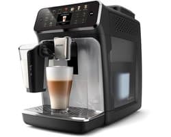 Philips 4400 Series - Espressomachine - 12 Warme & Koude Dranken - LatteGo Melksysteem - 40% Stiller - QuickStart - AquaClean Filter - Volautomatisch - Zwart & Zilver - Koffiemachine met bonen - EP4446/70