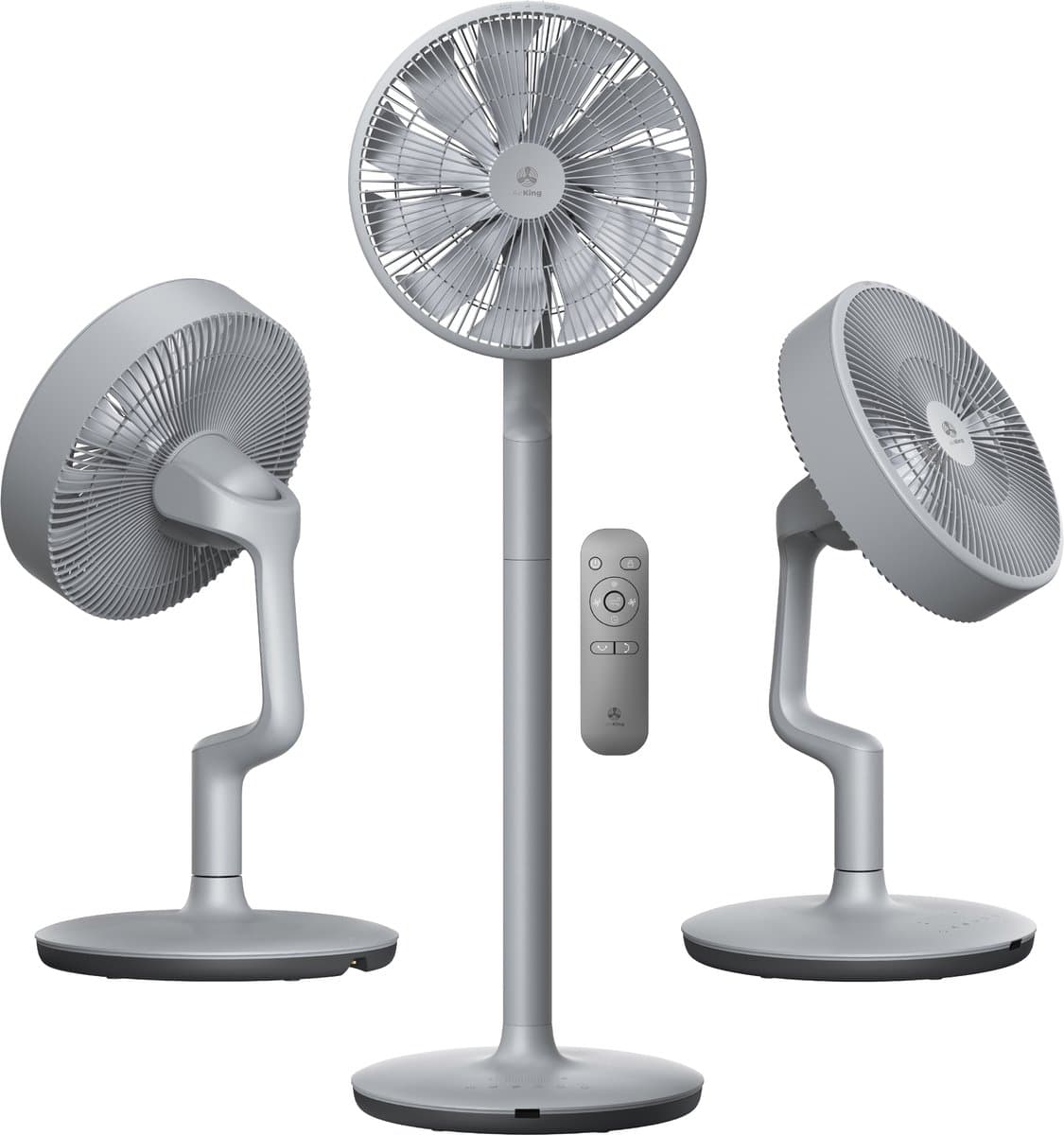 AirKing Statiefventilator - Extreem Stil en energiezuinige ventilator met 15 snelheden, DC Motor, Timer en Nachtmodus - In hoogte verstelbaar (60-105cm) - Horizontale + verticale oscillatie - Grijs — afbeelding 1