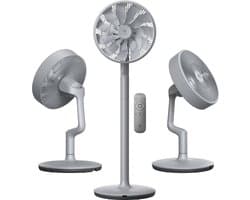 AirKing Statiefventilator - Extreem Stil en energiezuinige ventilator met 15 snelheden, DC Motor, Timer en Nachtmodus - In hoogte verstelbaar (60-105cm) - Horizontale + verticale oscillatie - Grijs