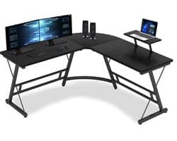 Bayt Hoekbureau - Bureau - Game Bureau - Gaming bureau - L vormig bureau - Computertafel - Zwart - 129 x 129 x 74 cm