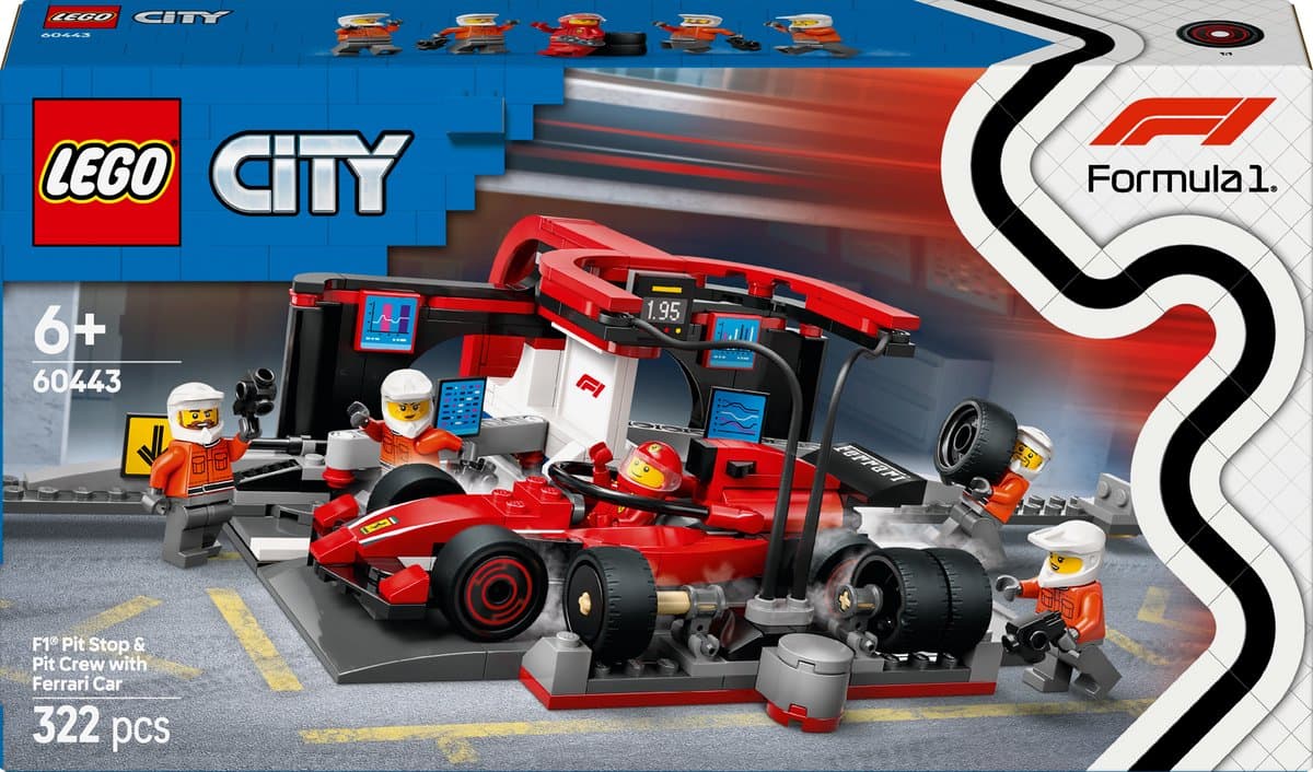 Lego City 60443 F1 Pitstop En Pitcrew Met Ferrari Auto Bouwstenen — afbeelding 1