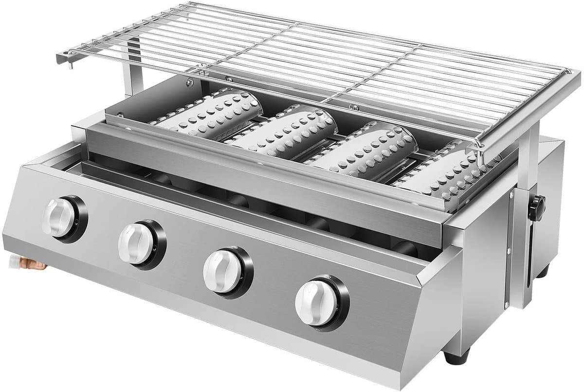 Luxe 4-kops Gasbarbecue – Draagbare Braadmachine voor Outdoor - Camping - BBQ - Kooktoestel — afbeelding 1