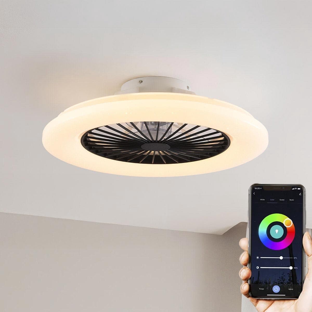 Plafondventilator Mira met afstandsbediening - TUYA en RGBWW — afbeelding 1