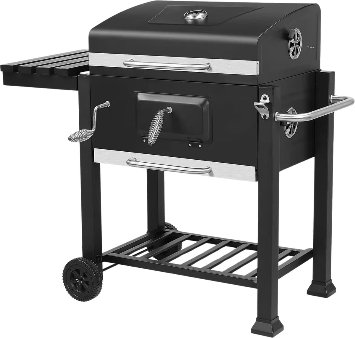 Houtskool grill op wieltjes - Voor 5 tot 10 personen - Houtskoolbarbecues - Briketten - Met deksel - Thuis of camping — afbeelding 1