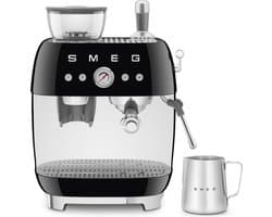 SMEG EGF03BLEU Espressomachine met Geïntegreerde Bonenmaler - Pistonmachine - Dubbel Thermoblock - 58 mm Filterdrager - Professionele Stoompijp - '50s Style - Zwart