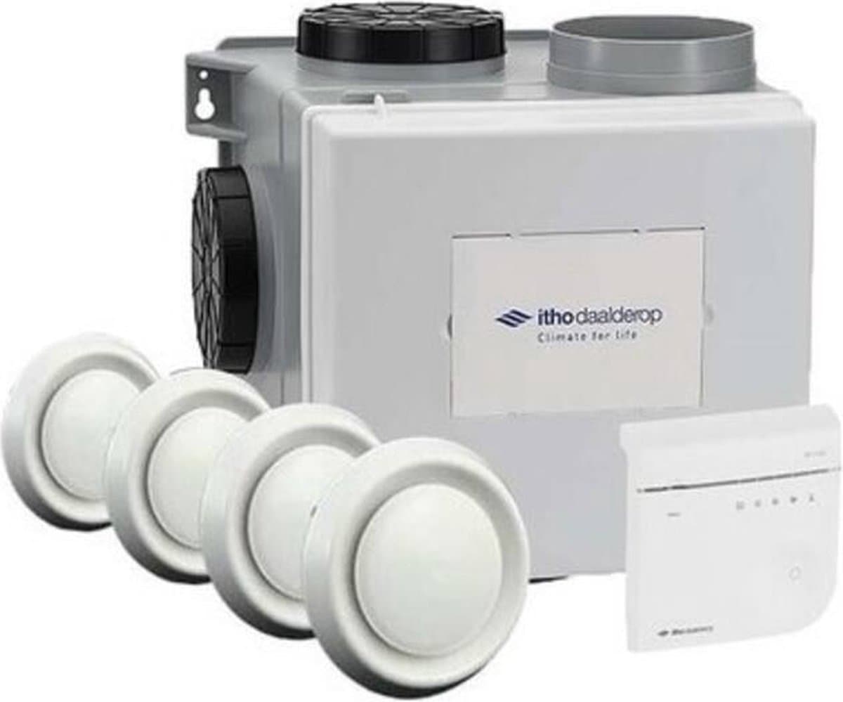 Itho Daalderop CVE-S S CO2 Optima pakket HE 415m3/h + ingebouwde RV vochtsensor + CO2 bediening + 4 ventielen - euro stekker — afbeelding 1