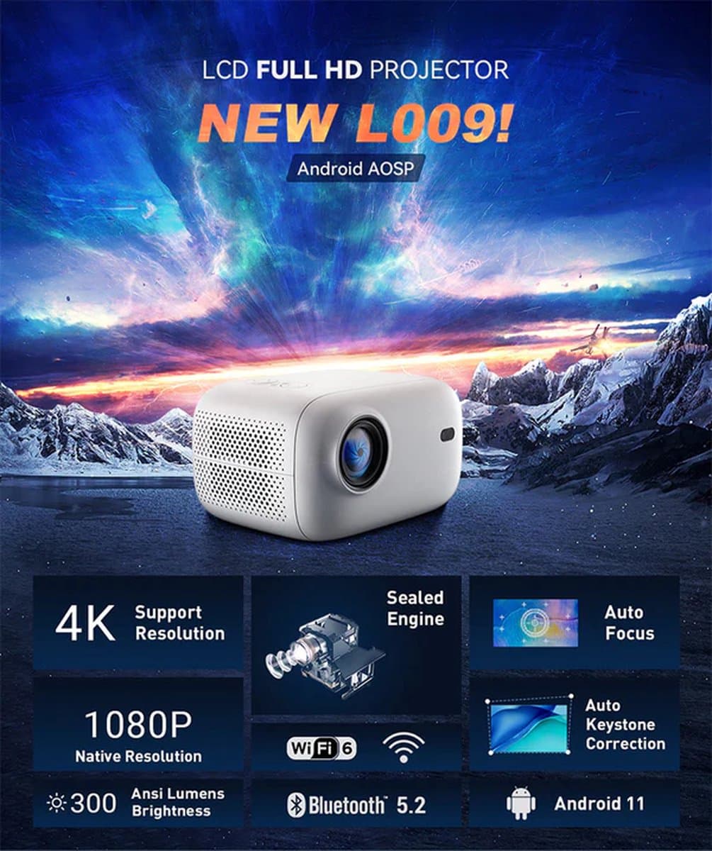 Xcruiser Lp09 Projector 4k hologram astronaut screen portable video projector mini projector — afbeelding 1