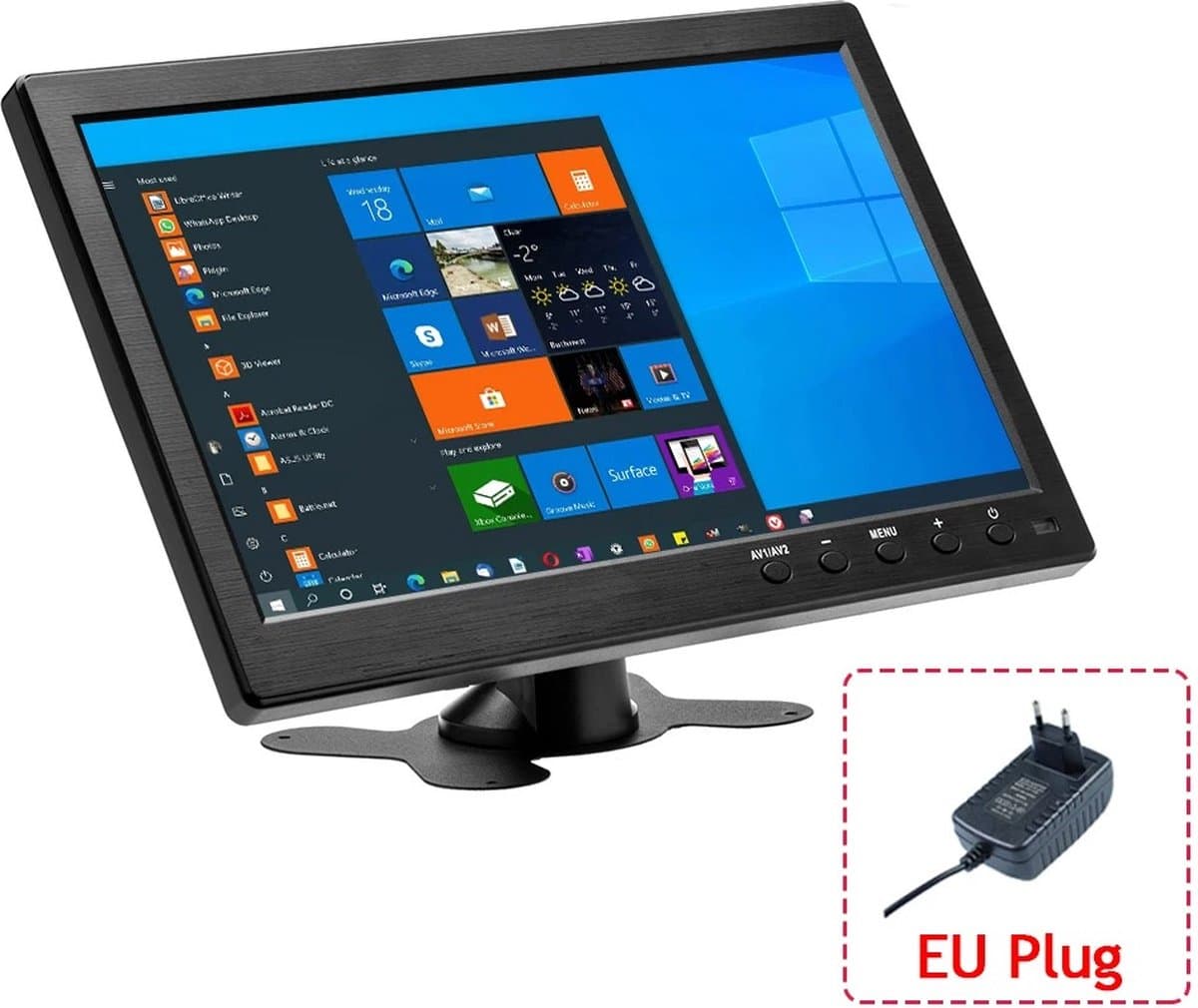 Portable monitor - Monitor - Beeldscherm - Vakantie - Reis - 10.1 Inch - 1024x600 - Draagbare monitor - Zwart - Draagbaar scherm — afbeelding 1