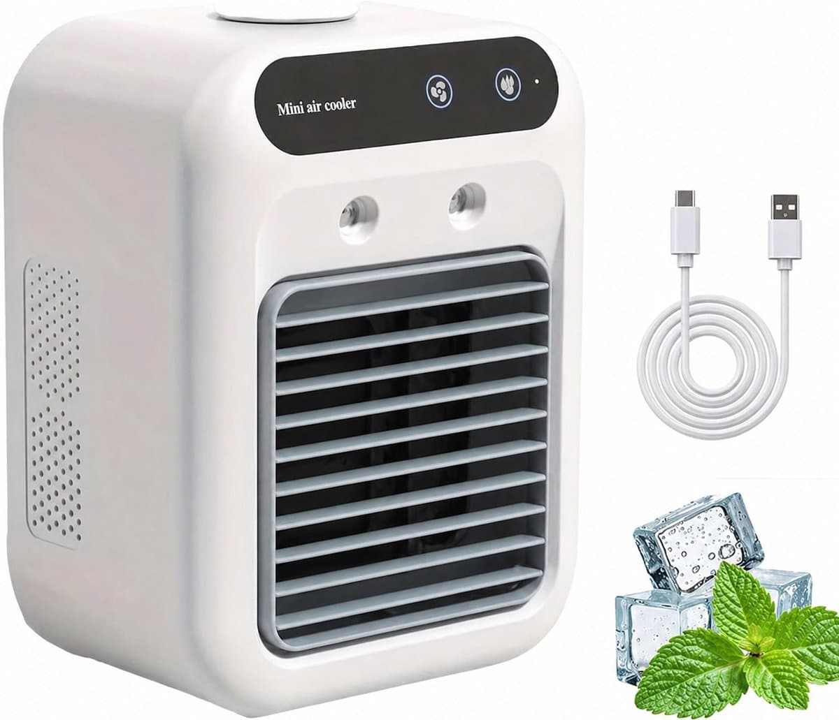 Ventilator - Tafelventilator - Mini-airconditioners - 25 W oplaadbare draagbare AC-unit, persoonlijke koelventilator met 2 snelheden & 2 koelspraystanden – Kleine airconditioner voor slaapkamer, kantoor en buiten — afbeelding 1