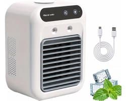 Ventilator - Tafelventilator - Mini-airconditioners - 25 W oplaadbare draagbare AC-unit, persoonlijke koelventilator met 2 snelheden & 2 koelspraystanden – Kleine airconditioner voor slaapkamer, kantoor en buiten