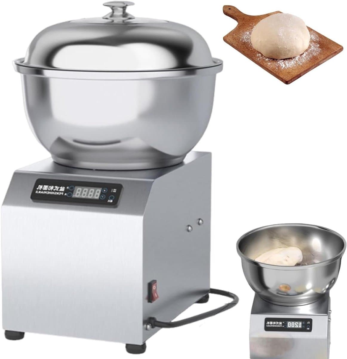 Commerciële Deegmixer - Bloemmengmachine Deegmachine - Brood en Pizza Maken - Dubbele Rotatie Motor - 5 kg Capaciteit - Zilver — afbeelding 1
