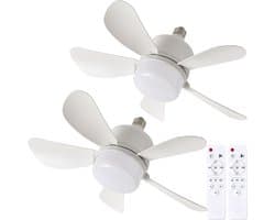 2-delige plafondventilatorset met afstandsbediening, schroefbevestiging, dimbare verlichting, 3 kleuren 3000K-6000K, geschikt voor slaapkamers, woonkamers, keukens, garages en eetkamers.
