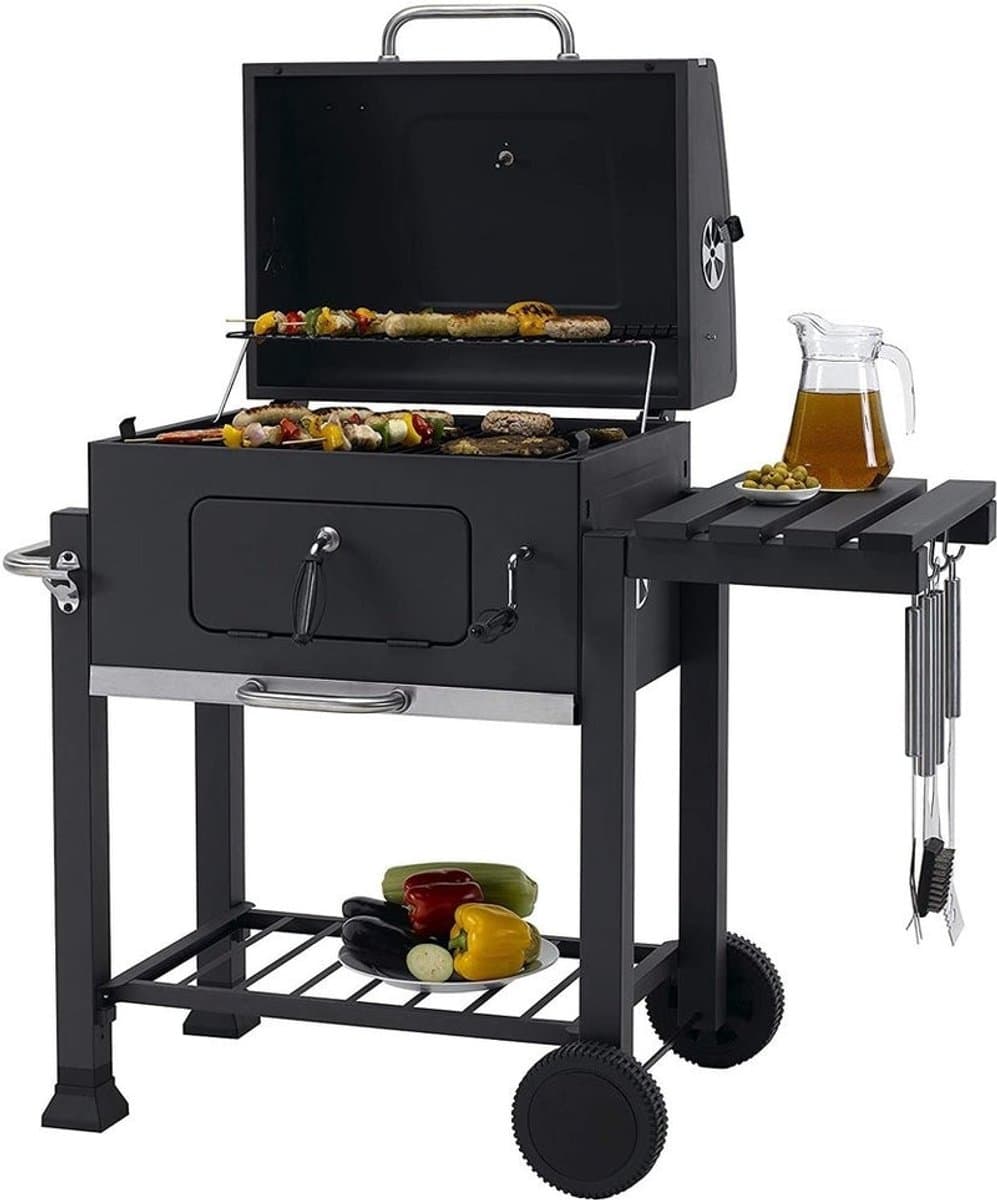 EVIQ - BBQ houtskool XL- Smoker Barbecue Valencia 2026 model - Barbeque Verstelbaar kolenrooster - Barbecues Zwart — afbeelding 1