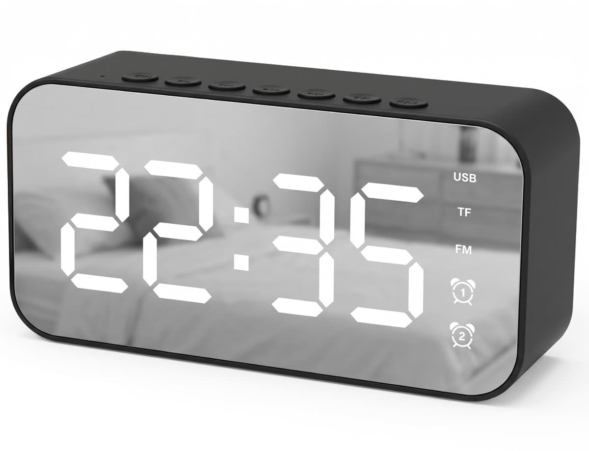 Nuvance Wekkerradio - Digitale Wekker Slaapkamer - Radiowekker - 2 Alarmen - Dimfunctie - Wekkers Digitaal - Klokradio met Wekker — afbeelding 1