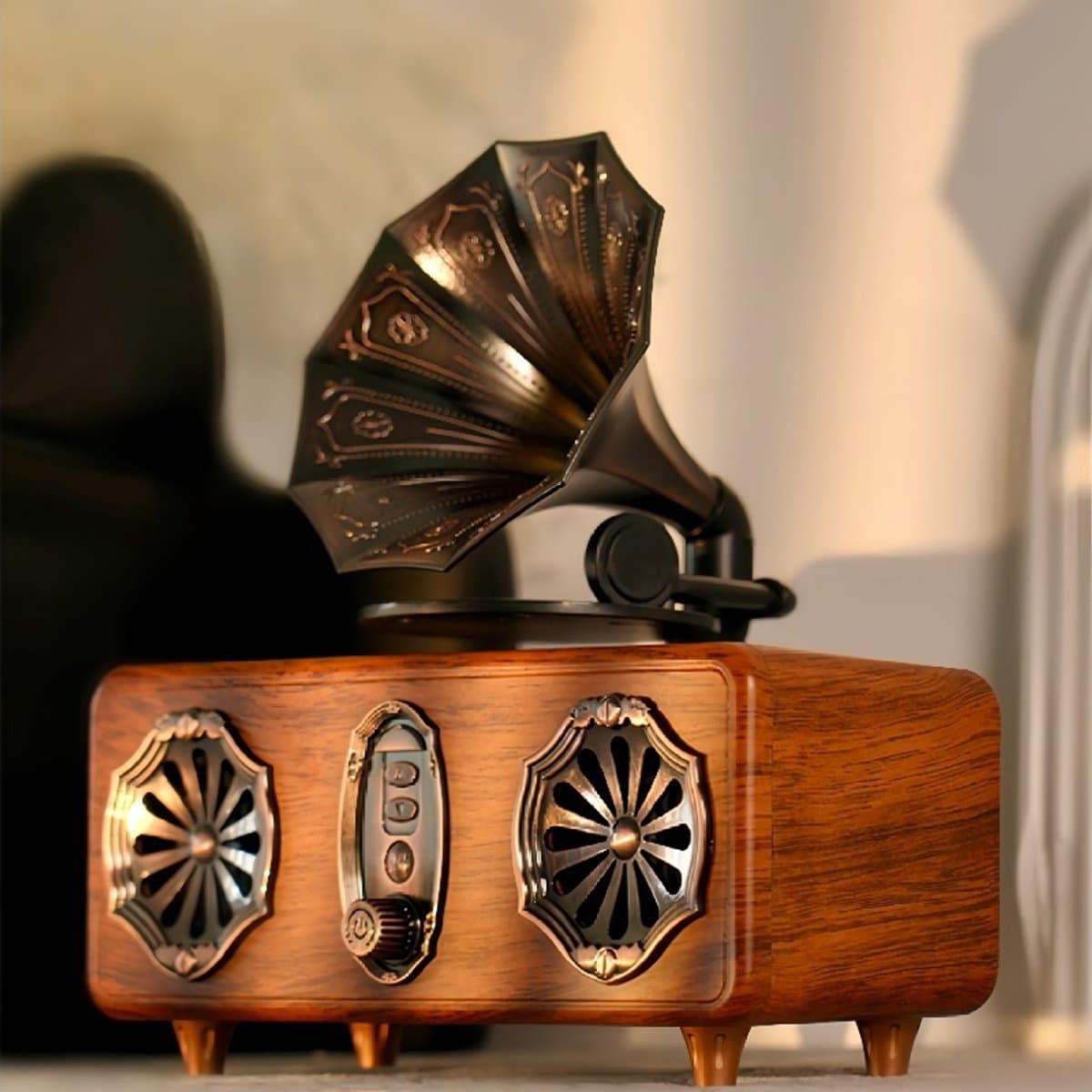 Retro Bluetooth Vintage FM-radio ondersteunt TF-kaart/AUX/USB draagbaar draadloos voor iPhone Android 10W luidspreker Bluetooth 5.4 1800 mAh — afbeelding 1