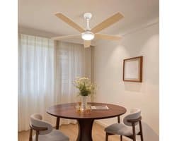 5 Bladen Ventilator - Hanglamp Ventilator - 3 Standen - Dimbaar Met Afstandsbediening - 132 cm - Kroonluchter Ventilator - Licht Bruin - Woonkamer Lamp