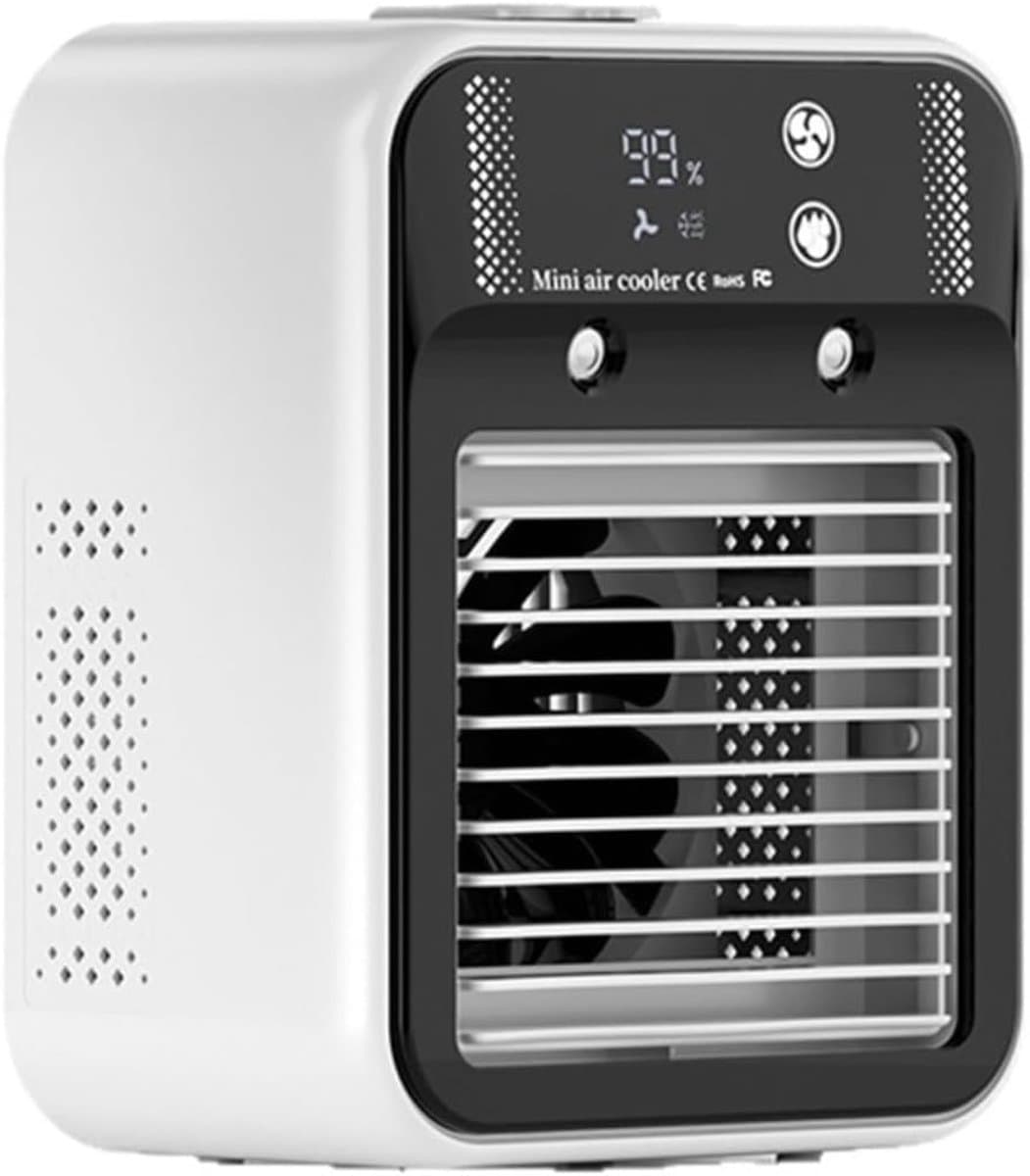 KZQ Mini-airconditioner – oplaadbaar, 2 snelheden, 2 nevelstralen, digitaal display, voor auto, slaapkamer, kantoor of camping — afbeelding 1