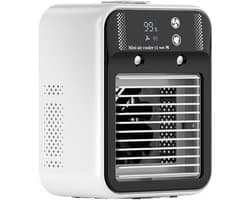 KZQ Mini-airconditioner – oplaadbaar, 2 snelheden, 2 nevelstralen, digitaal display, voor auto, slaapkamer, kantoor of camping